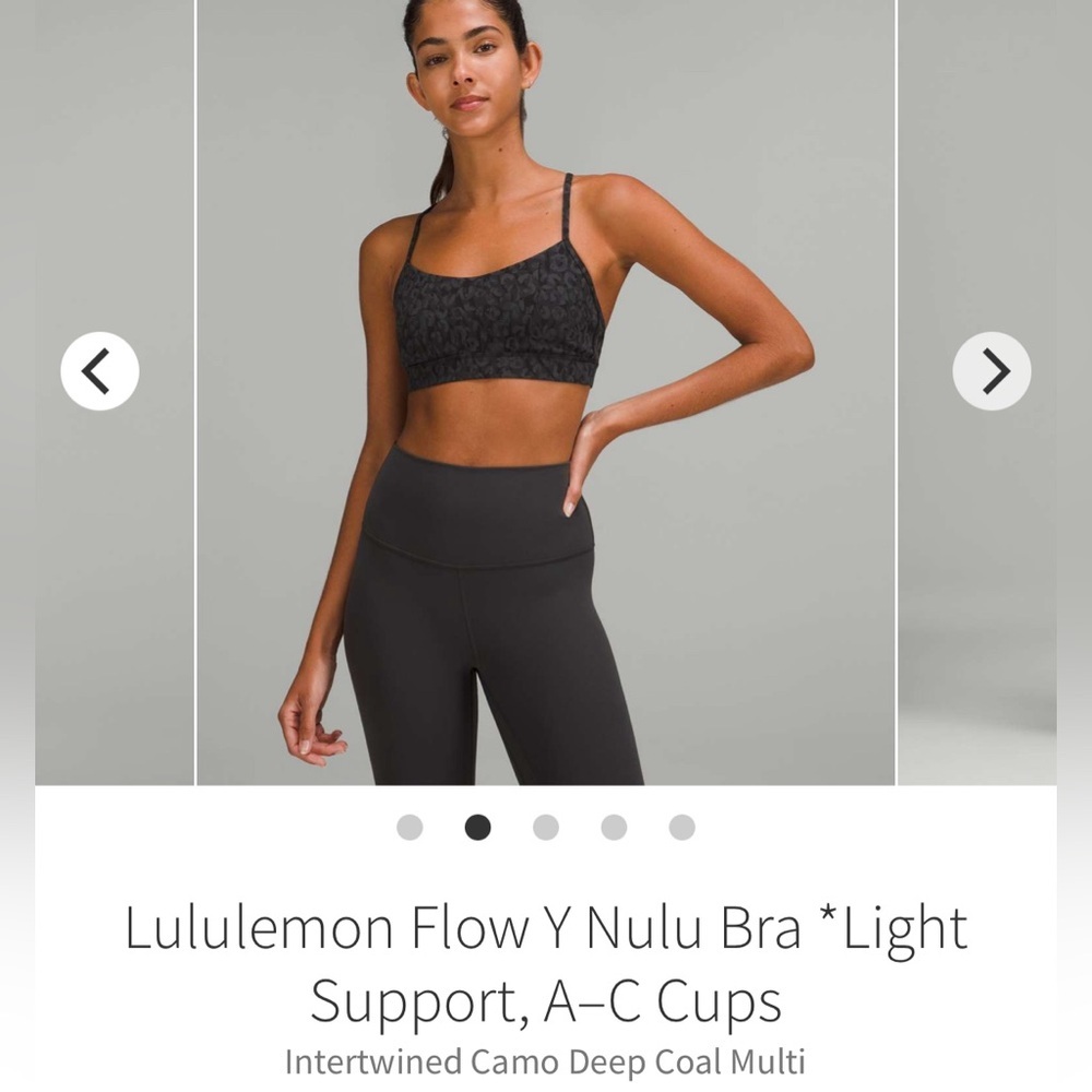 Lululemon Flow Y Nulu Bra *Light Support, A–C Cups
Intertwined Camo Deep Coal 6